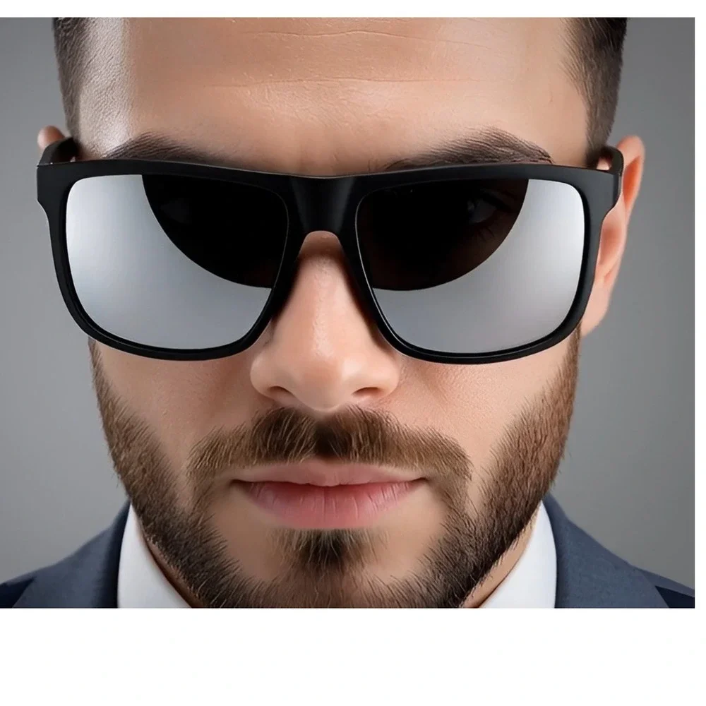 Polarized Sunglasses‎ Men Driving Fishing UV Protection Sport Silver Mirror Lens